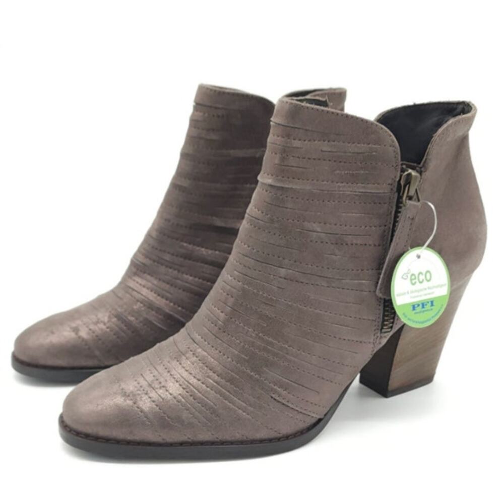 Paul Green Malibu Sliced Double Zip Bootie Nubuck Antique Metallic Size 10.5 NIB
